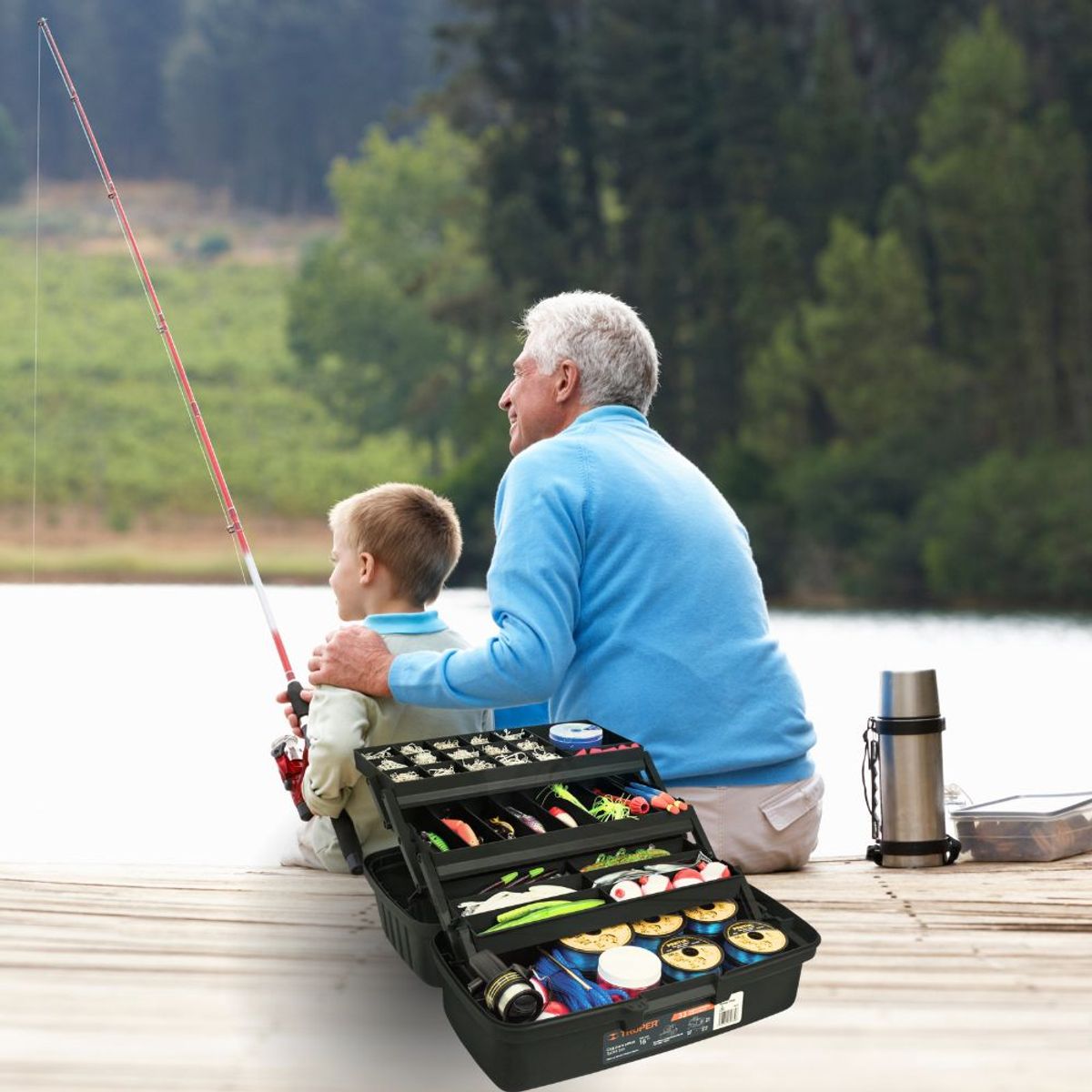 TRUPER - Caja para pesca 16" con 3 bandejas deslizables truper