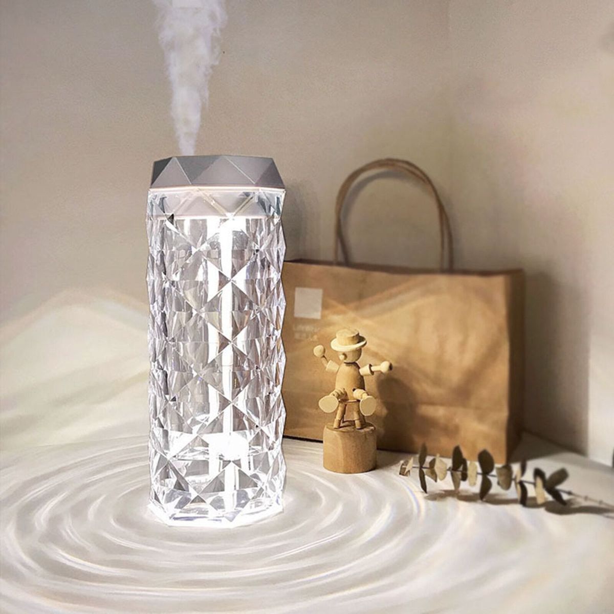 INSPIRA MARKET - Lampara Humidificador Ambientador Diamante Con Carga Usb