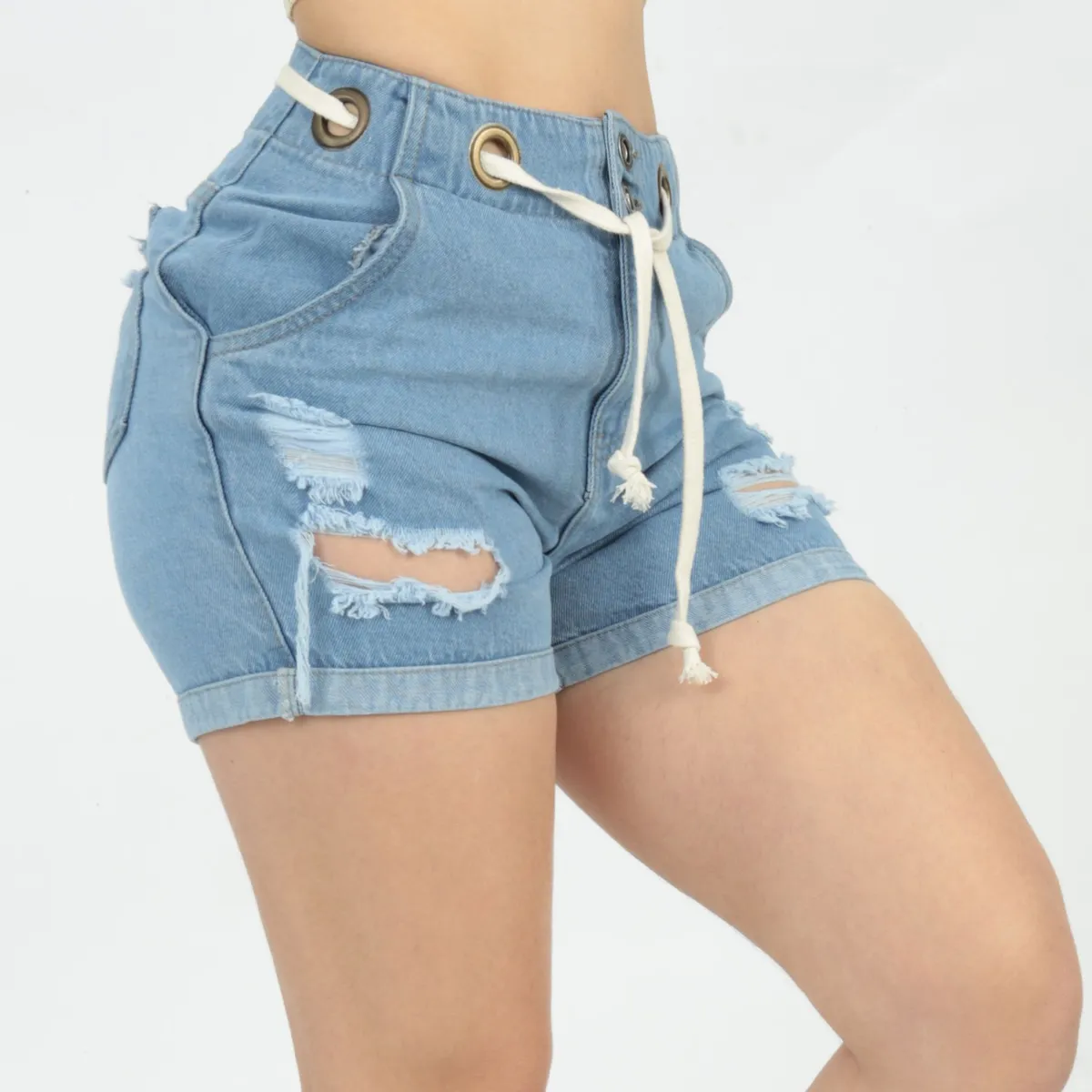 BENCUS JEANS - Short Rasgado Mujer Denim Rígido