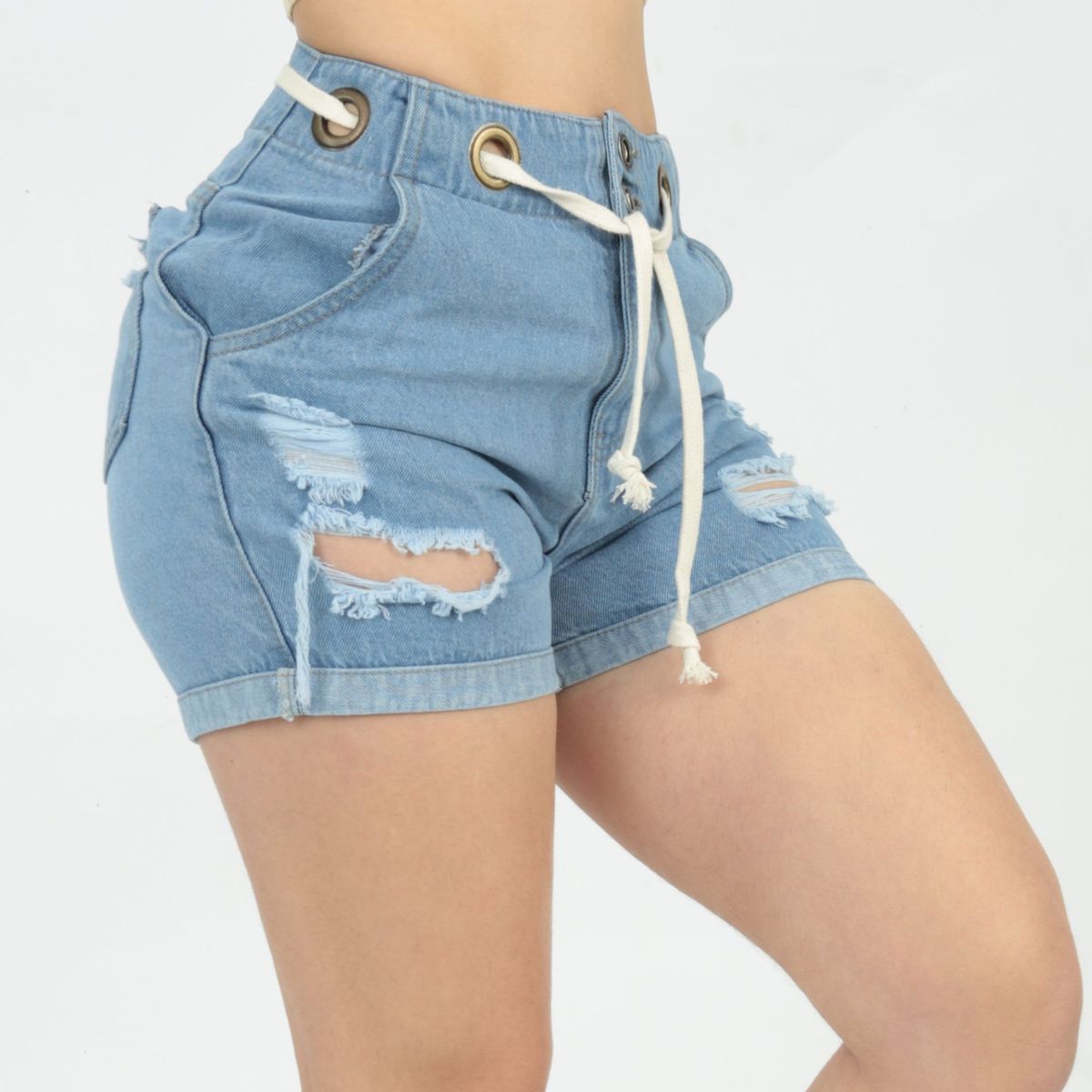 BENCUS JEANS - Short Rasgado Mujer Denim Rígido