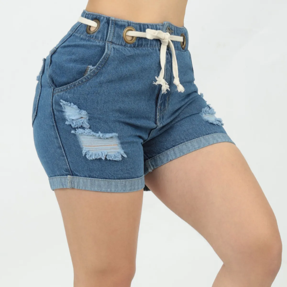BENCUS JEANS - Short Rasgado Mujer Denim Rígido