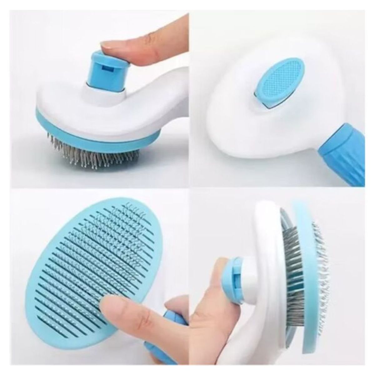 MINARI - Peine Cepillo Quita Pelusa con Expulsador Mascotas Azul 112P