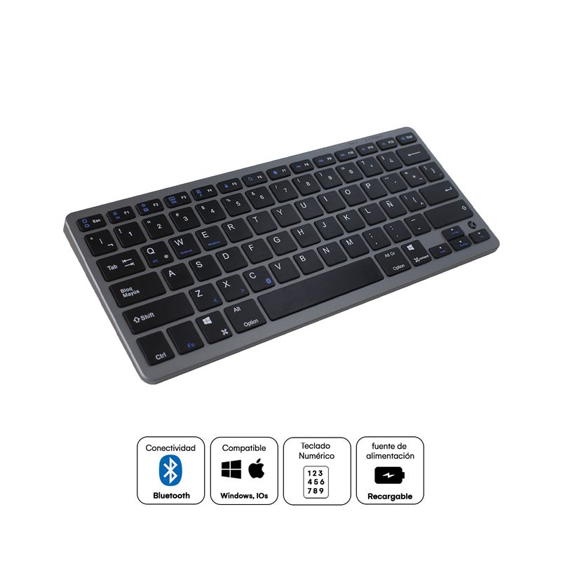KREED - Teclado Inalámbrico Recargable Bluetooth BK3003 - Negro