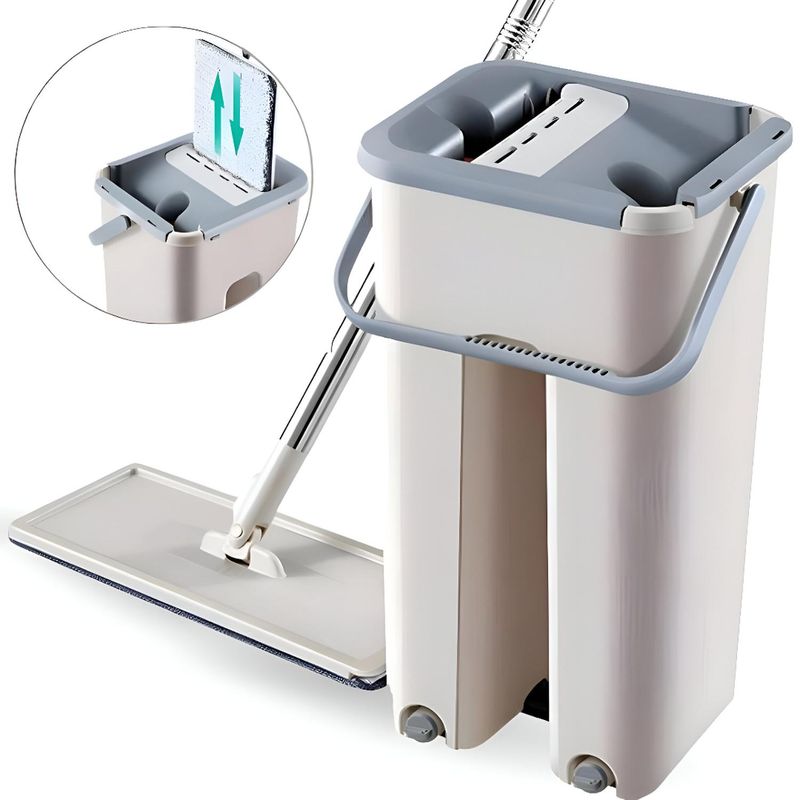 MINARI - Trapeador con Balde Escurridor 360° + 2 Mopas Beige 27TM