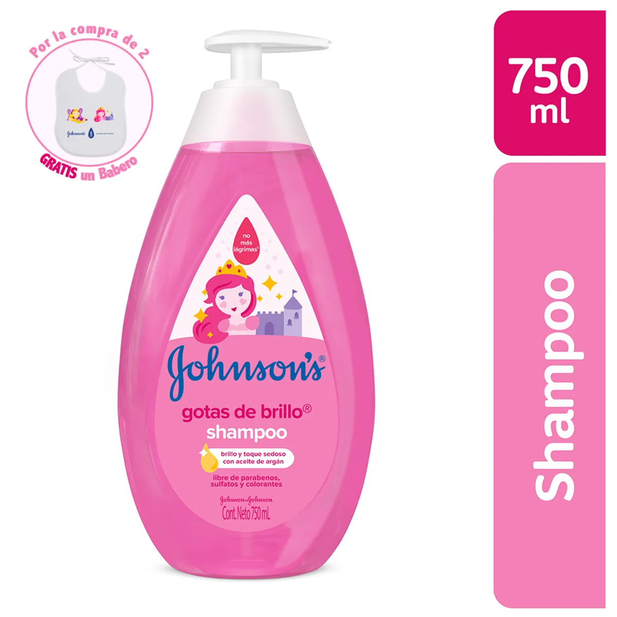 JOHNSON'S BABY - Shampoo Johnsons Gotas de Brillo con Aceite de Argán 750ml