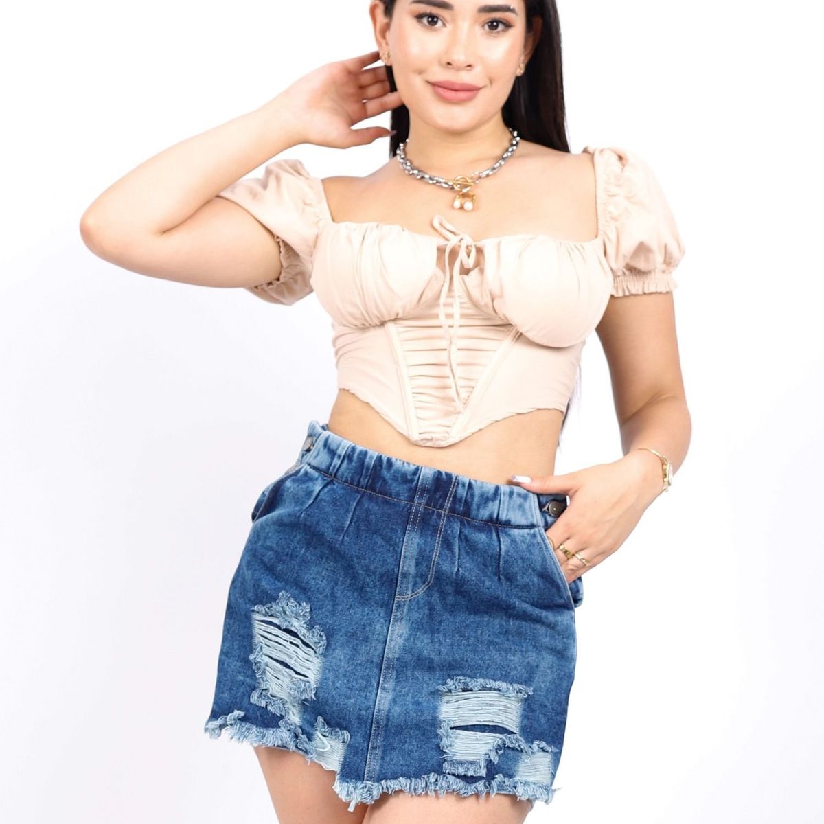 BENCUS JEANS - Mini Falda Short Algodón Mujer