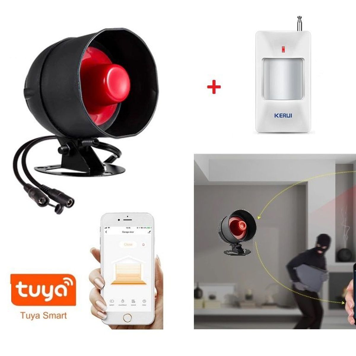 GENERICO - Alarma Wifi y Sensor de Movimiento Sirena Smartphone App Tuya Smart