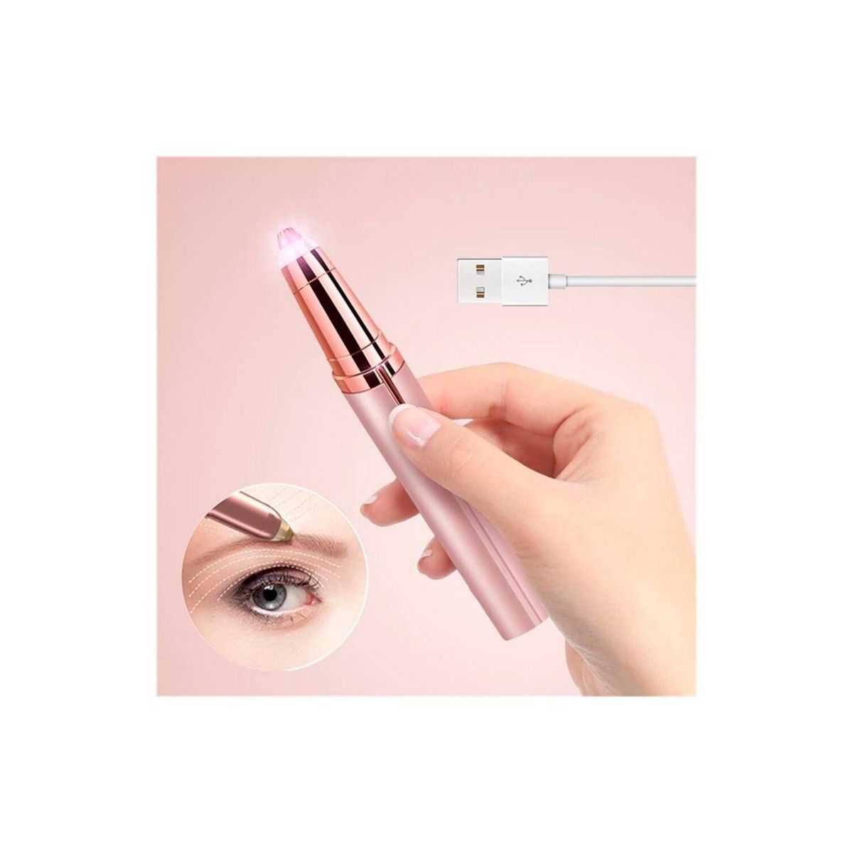 GRETAIL - Depilador de cejas facial recargable usb conluz