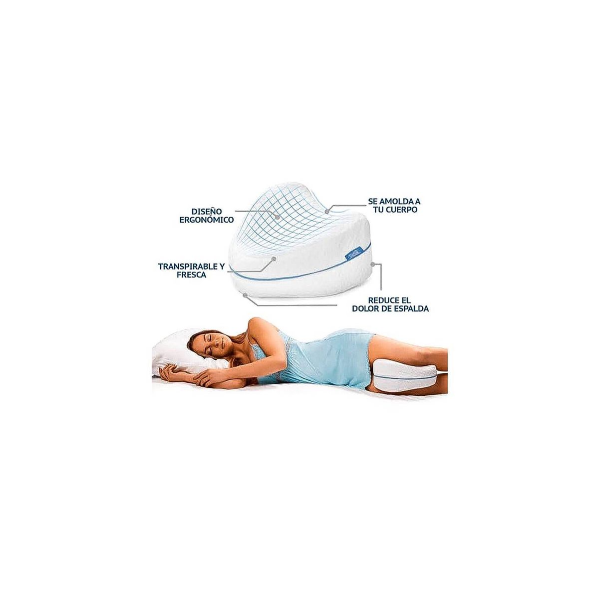 GRETAIL - Almohada Ortopédica De Espuma Para Piernas Blanca