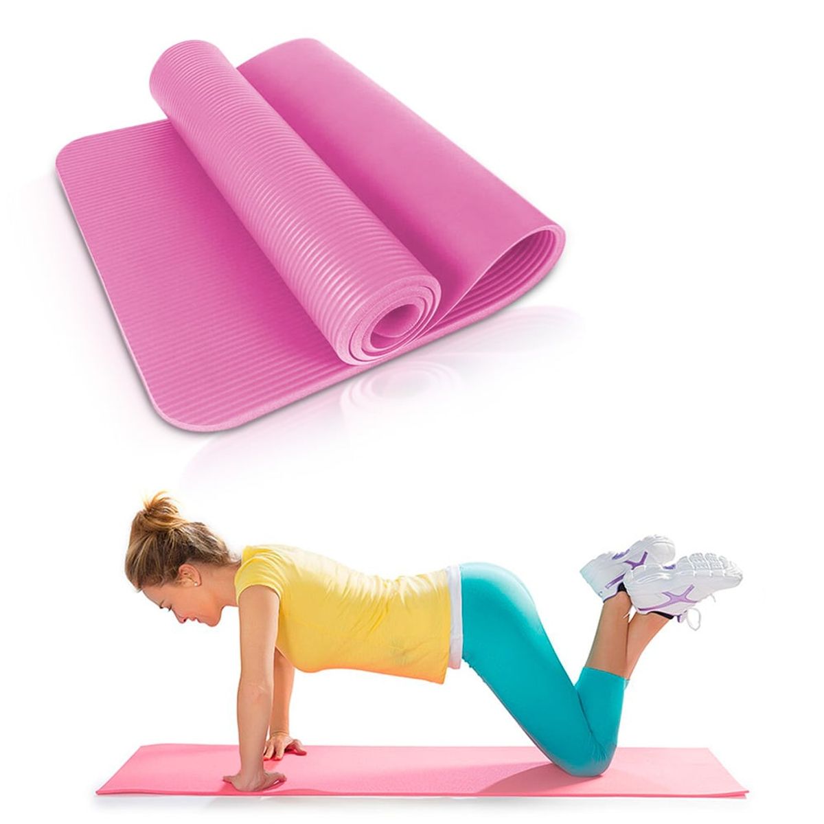 GENERICO - COLCHONETA MAT YOGA DE 10MM ROSA