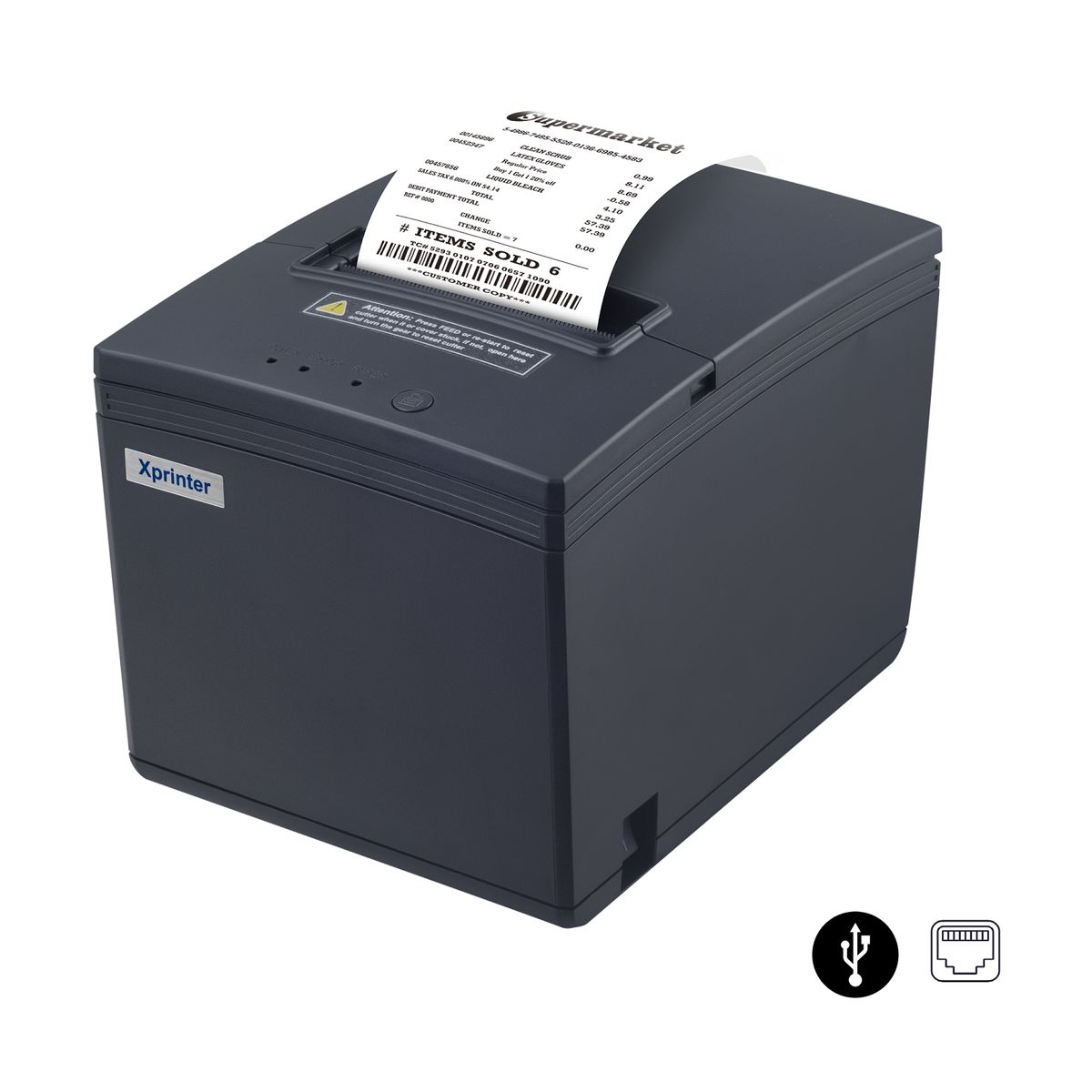 XPRINTER - Combo Impresora ticketera térmica 80mm usb lan E200L + Gaveta de dinero Metálico 41x42x10cm M410