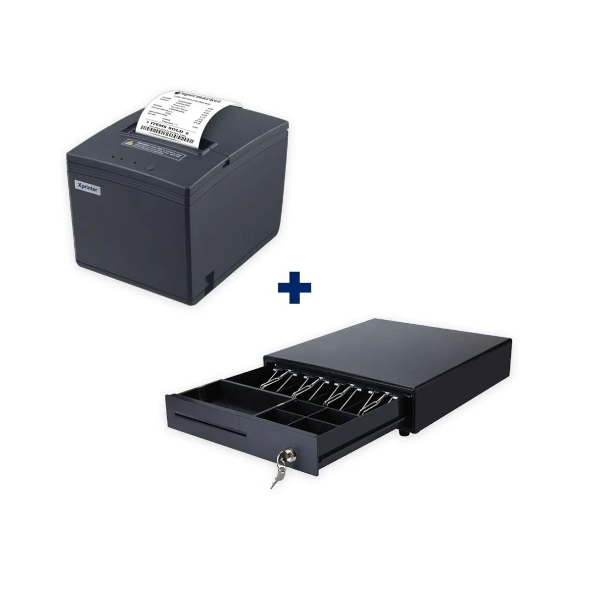 JPSYSTEMS - Combo Impresora ticketera 80mm usb lan E200L + Gaveta de dinero 4 pisabilletes 33.5x36.8x8cm M330E