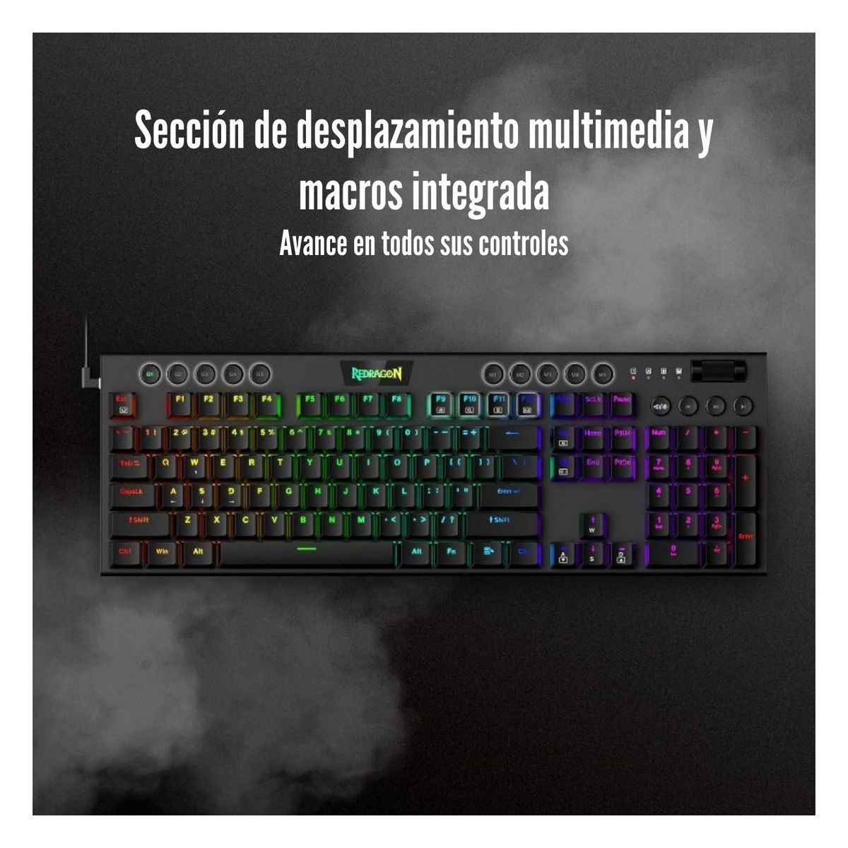 REDRAGON - Redragon - Teclado Horus K619 RGB Wired USB Switch Red Black