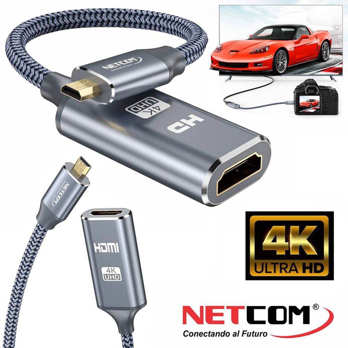 GENERICO - Cable adaptador convertidor Micro HDMI macho a HDMI hembra 4k 2.0 60hz