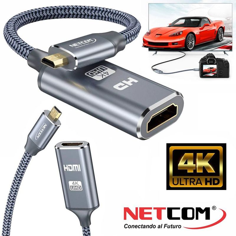 GENERICO - Cable adaptador convertidor Micro HDMI macho a HDMI hembra 4k 2.0 60hz