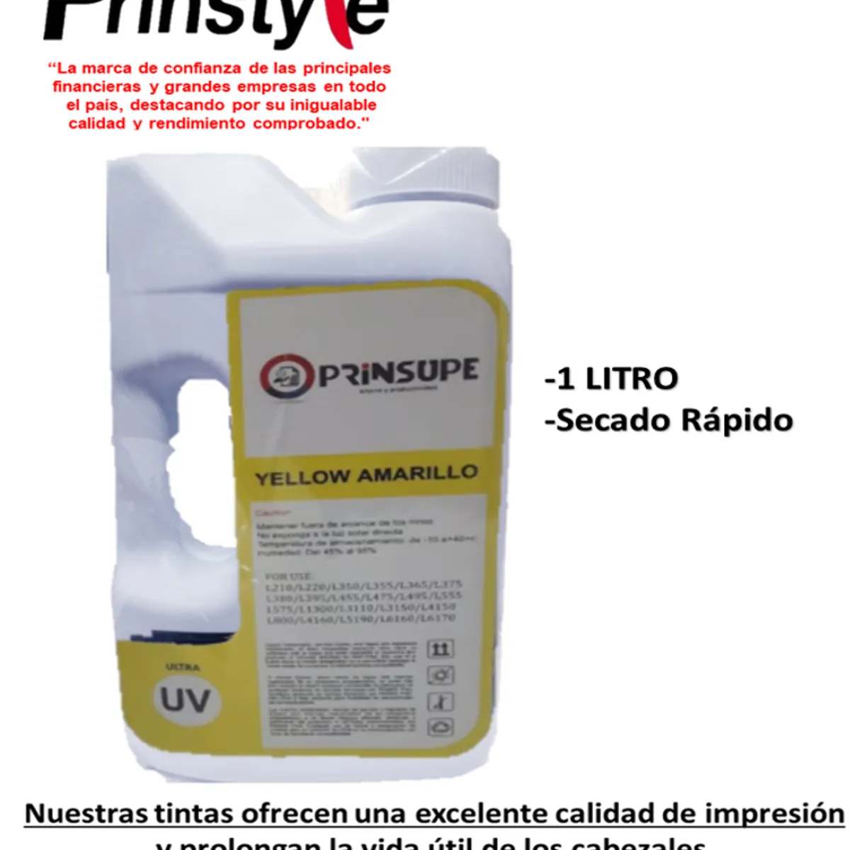 PRINSTYLE - TINTA DE 1 LITRO  EPSON PRINSUPE  COMPATIBLE- ULTRA UV YELLOW