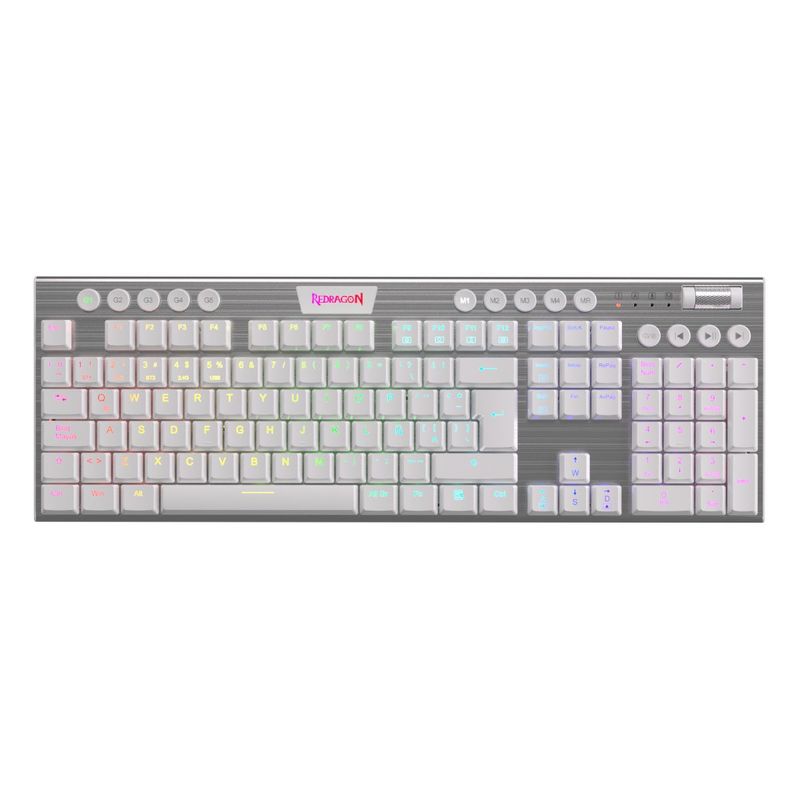 REDRAGON - Redragon - Teclado Horus K619W RGB Wired USB Switch Red White