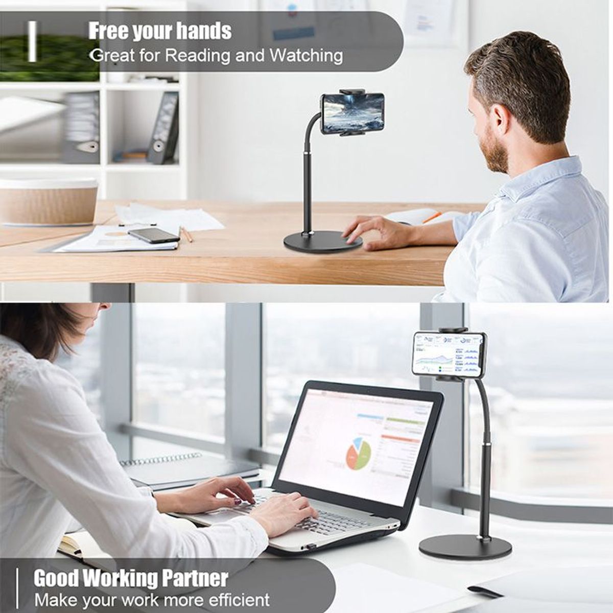 GENERICO - Soporte Ajustable de Acero Inoxidable para Celular Ipad 360 Rotación