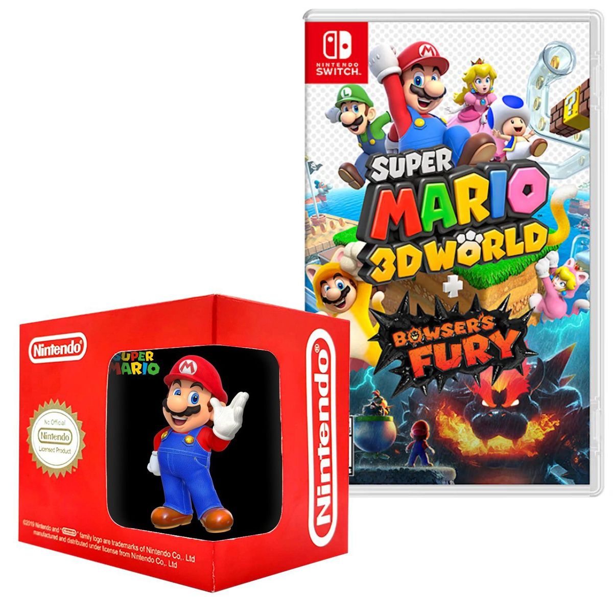 NINTENDO - Super mario 3d world bowsers fury nintendo switch  +taza