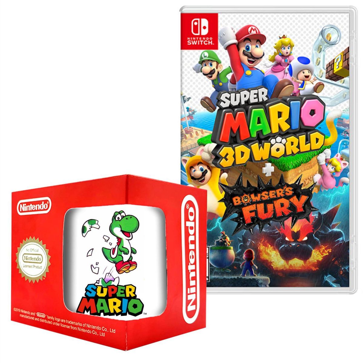 NINTENDO - Super mario 3d world bowsers fury nintendo switch  +taza