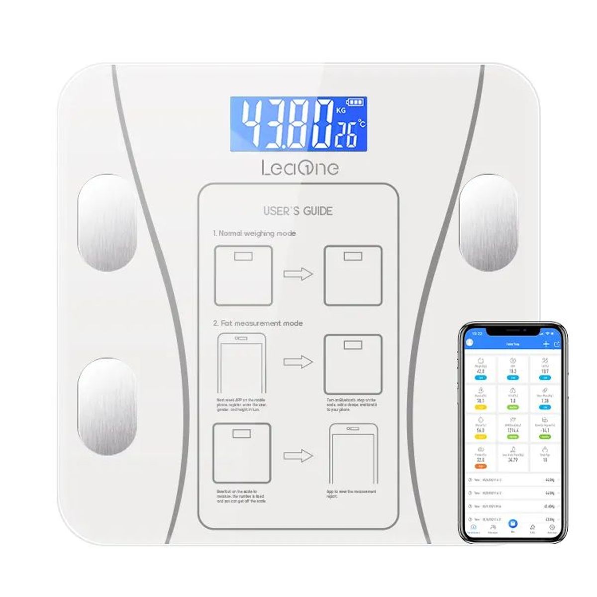 GENERICO - Balanza Digital Bluetooth Smart Controla Peso Grasa Corporal - Blanco