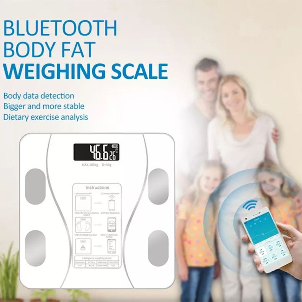 GENERICO - Balanza Digital Bluetooth Smart Controla Peso Grasa Corporal - Blanco