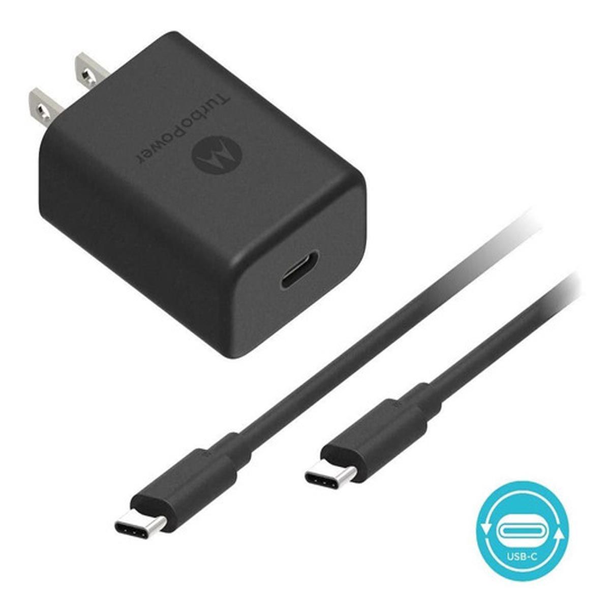 MOTOROLA - Cargador Motorola Turbo Power 27W Tipo C Carga Rápida Q C 4.0 Negro