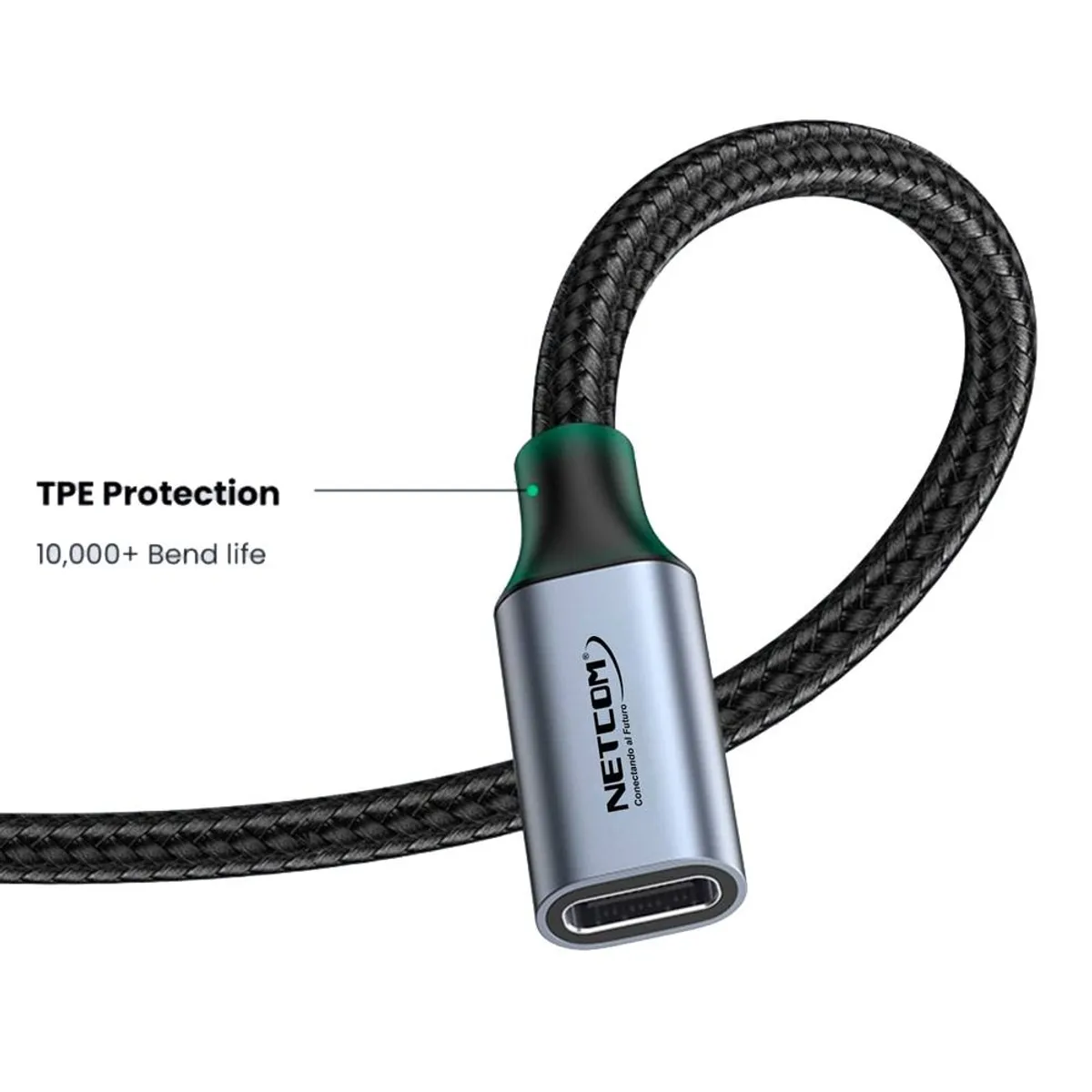 NETCOM - Cable Extension USB C 3.1 Tipo C macho a Tipo C hembra 1.8 Mts NETCOM