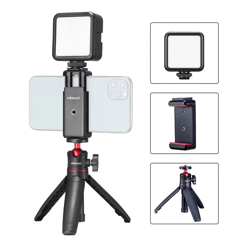 ULANZI - Ulanzi Kit Filmación Trípode  Luminaria  Adaptador Universal Celular