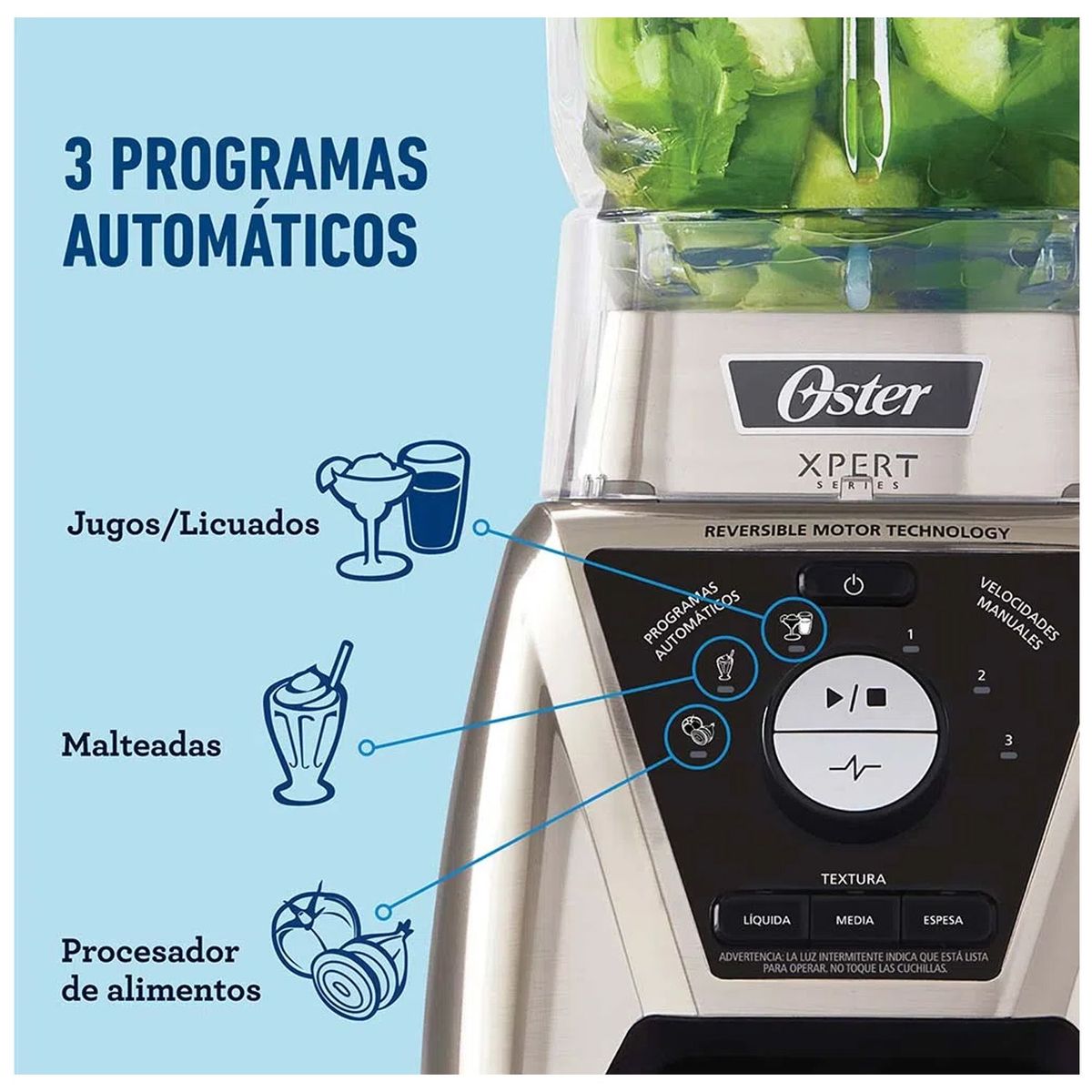 OSTER - Licuadora Oster Xpert Series control de textura y accesorios BLST3BCAG