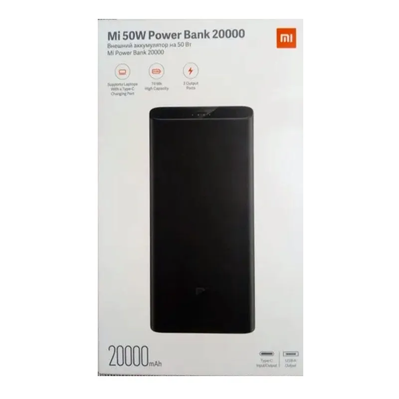 XIAOMI - Batería Pórtatil Mi Power Bank  Xiaomi 20000 Mah USB-C Negro