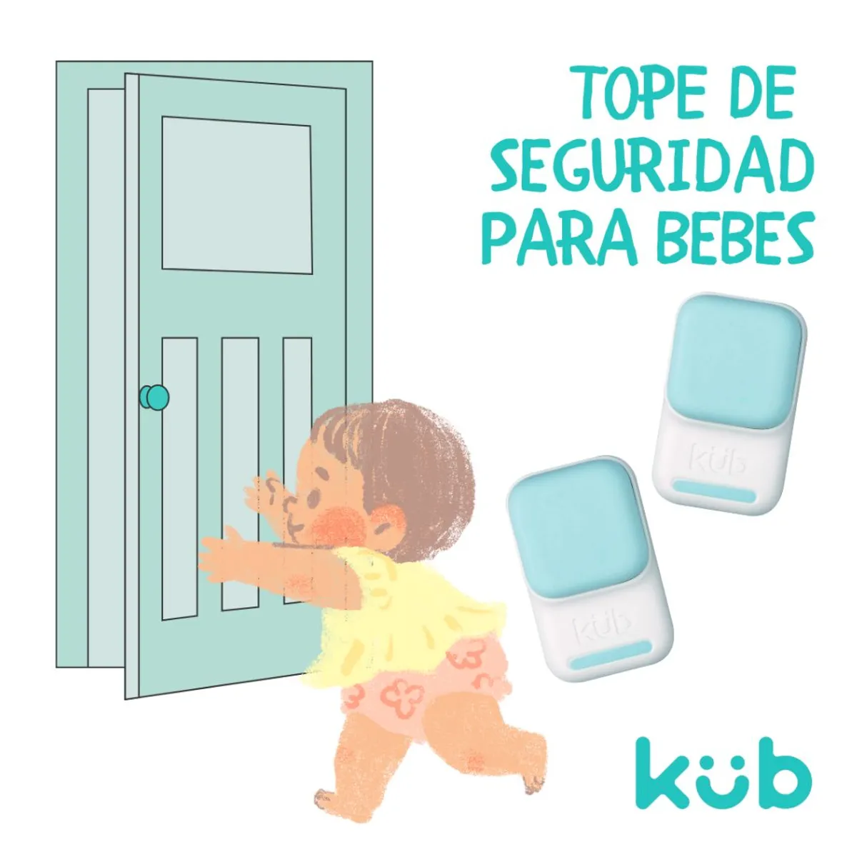 KUB - Seguro tope de puertas x 4 unid para bebe seguridad KUB