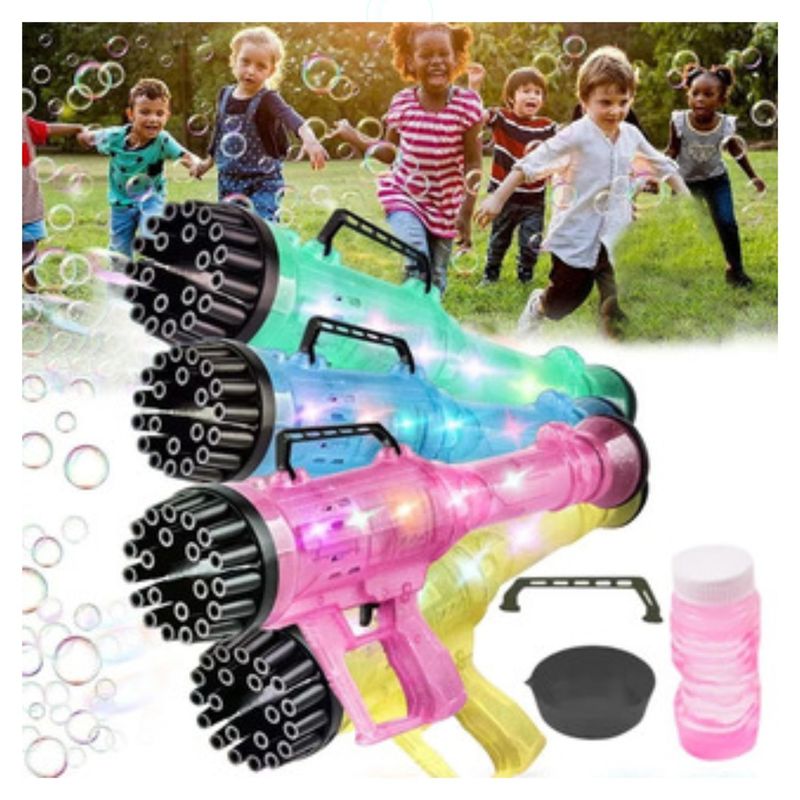 OEM - Pistola Burbuja Grande 21 Agujeros Luz Led + Liquido