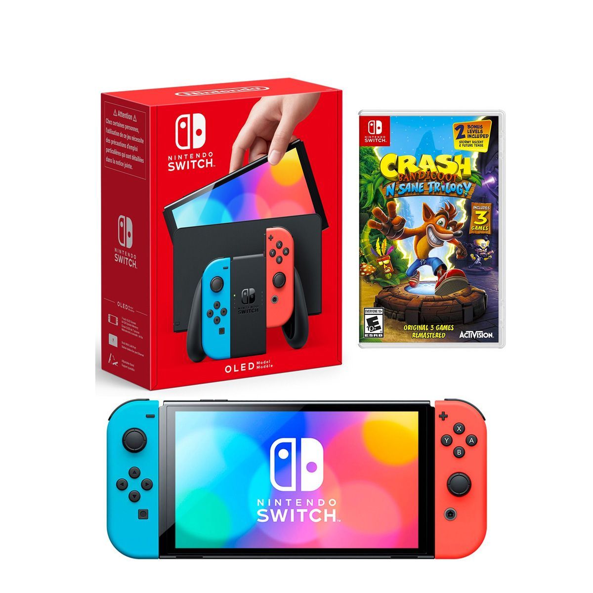 NINTENDO - Consola Nintendo Switch Oled Neón  Crash Bandicoot Trilogy