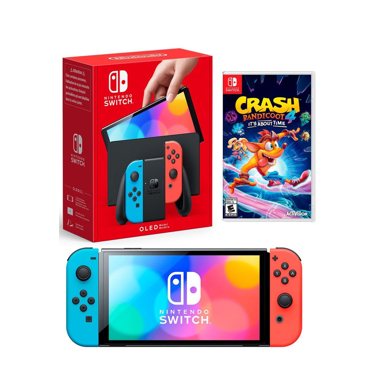 NINTENDO - Consola Nintendo Switch Oled Neón + Crash Bandicoot 4