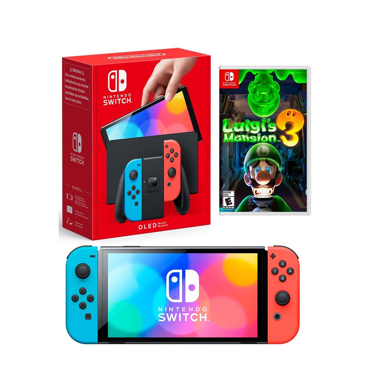 NINTENDO - Consola Nintendo Switch Oled Neón + Luigis Mansion 3