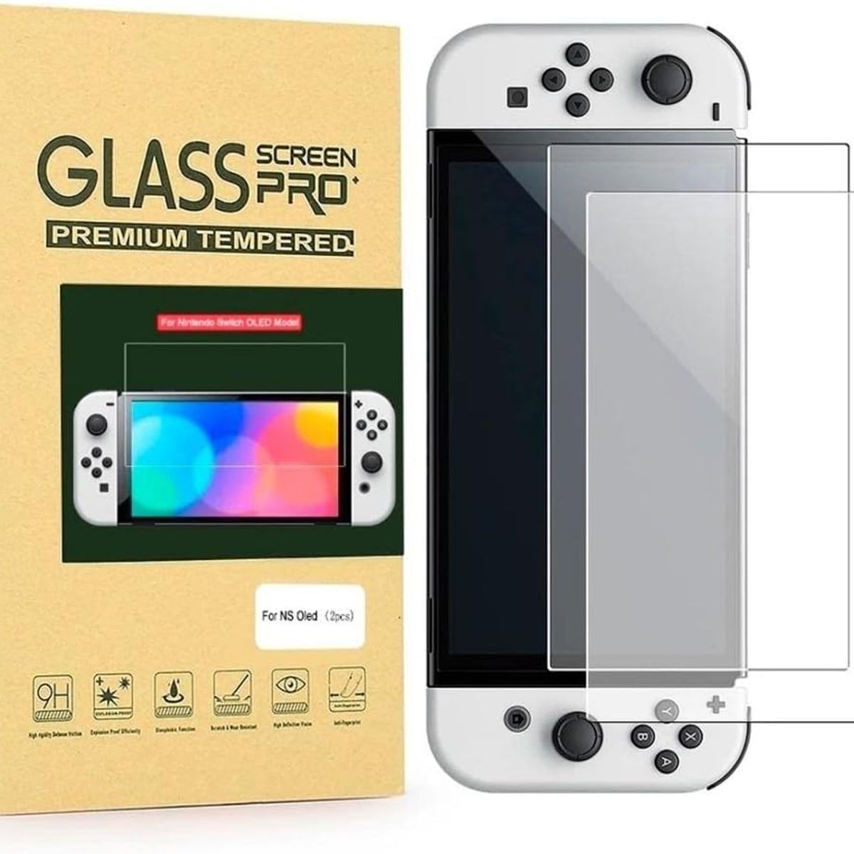 GENERICO - 02 Protectores De Pantalla D Vidrio Templado Para NINTENDO SWITCH OLED