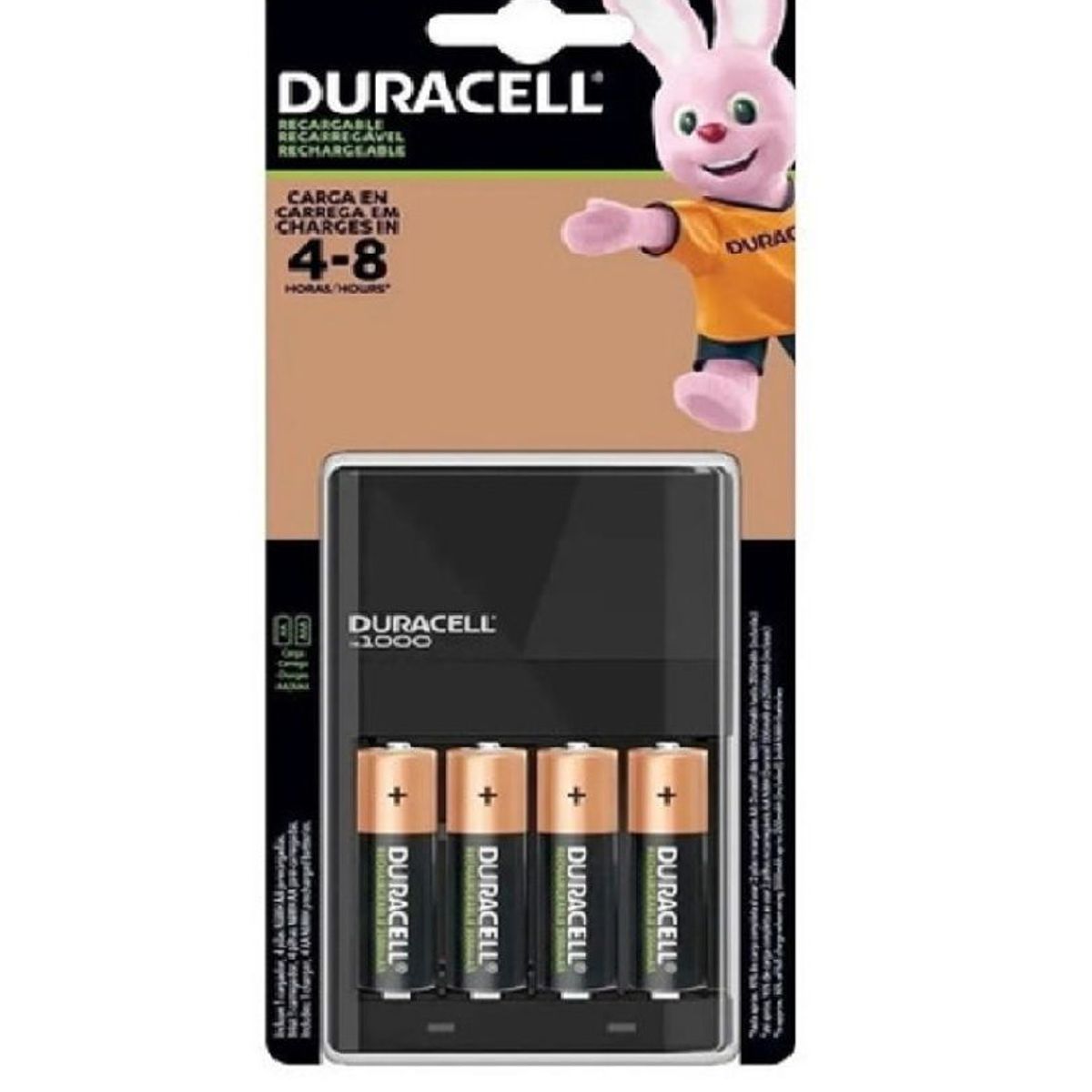 DURACELL - DURACELL Cargador de pilas recargables AA - AAA. Incluye 04 pilas AA.