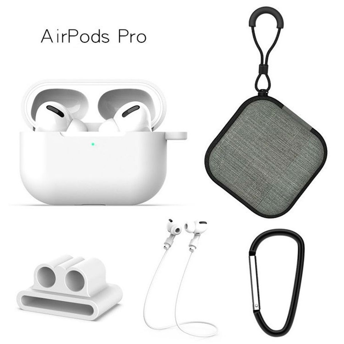 GENERICO - Case Estuche Funda Protector para Apple AirPods Pro - Kit 5 En 1