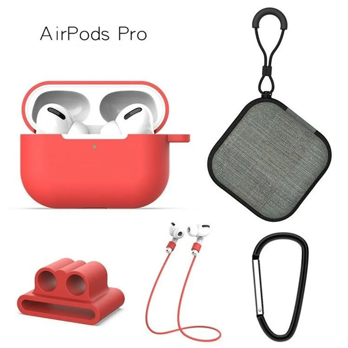 GENERICO - Case Estuche Funda Protector para Apple AirPods Pro - Kit 5 En 1