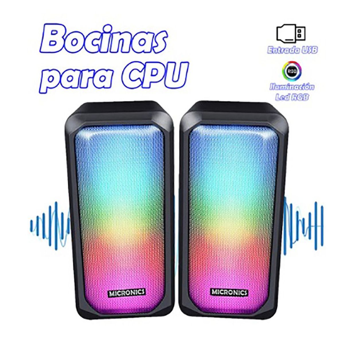 MICRONICS - Parlantes GAMER Estéreo Multimedia 2.0 - Micronics LUXOR