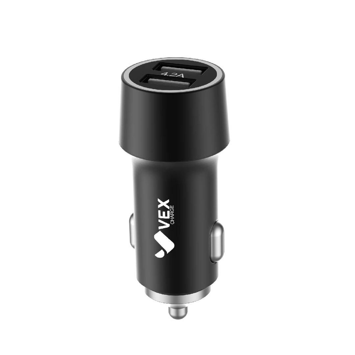 VEX - Cargador para auto 4.2A - Vex  (Luz LED) - NEGRO /  (2 puertos USB)