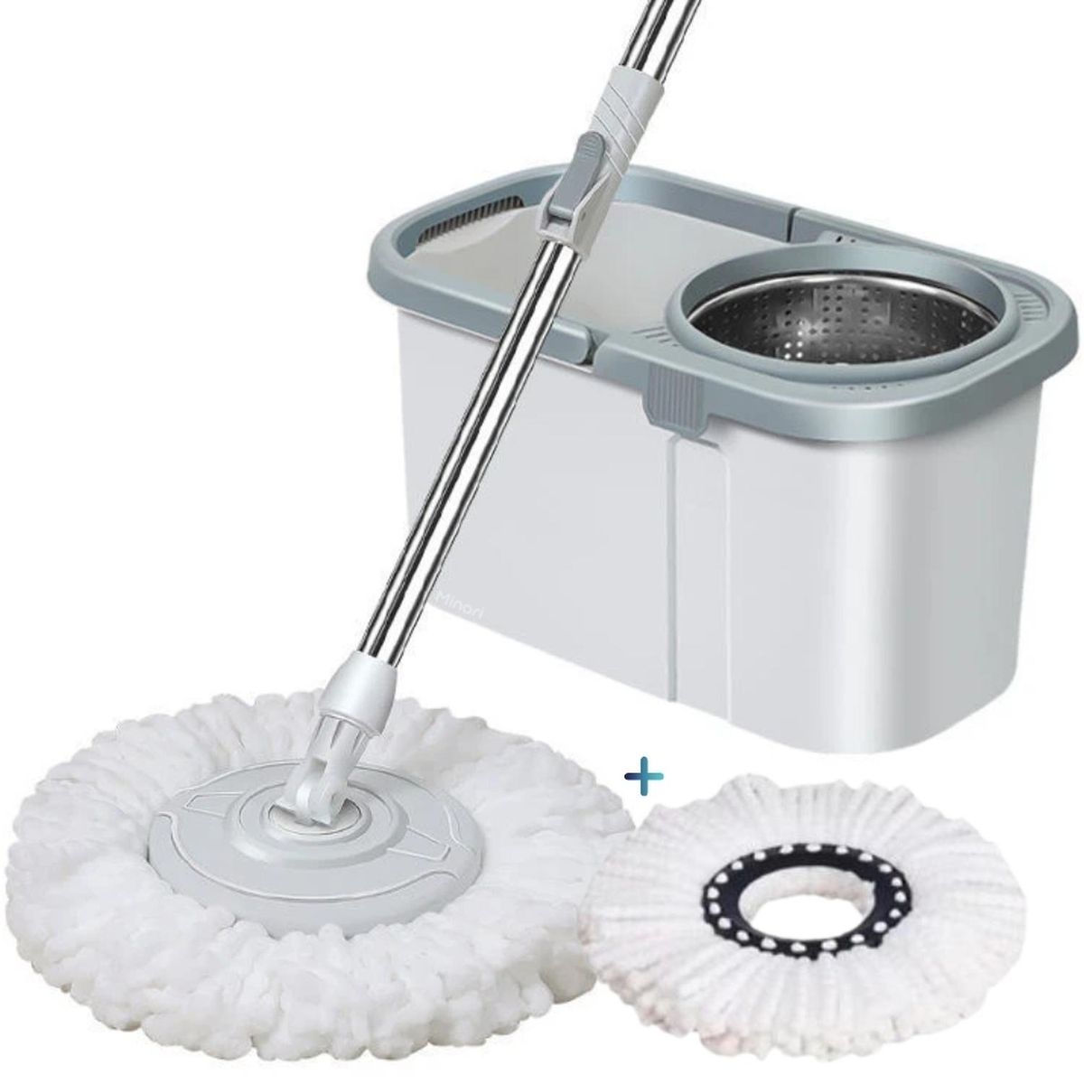 MINARI - Trapeador Centrifugador con Balde Escurridor 360° Gris T02V