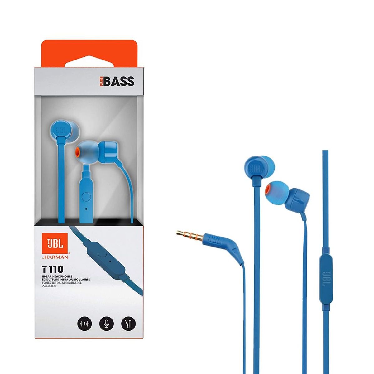 JBL - Audífonos JBL T110 In-ear Pure Bass Azul