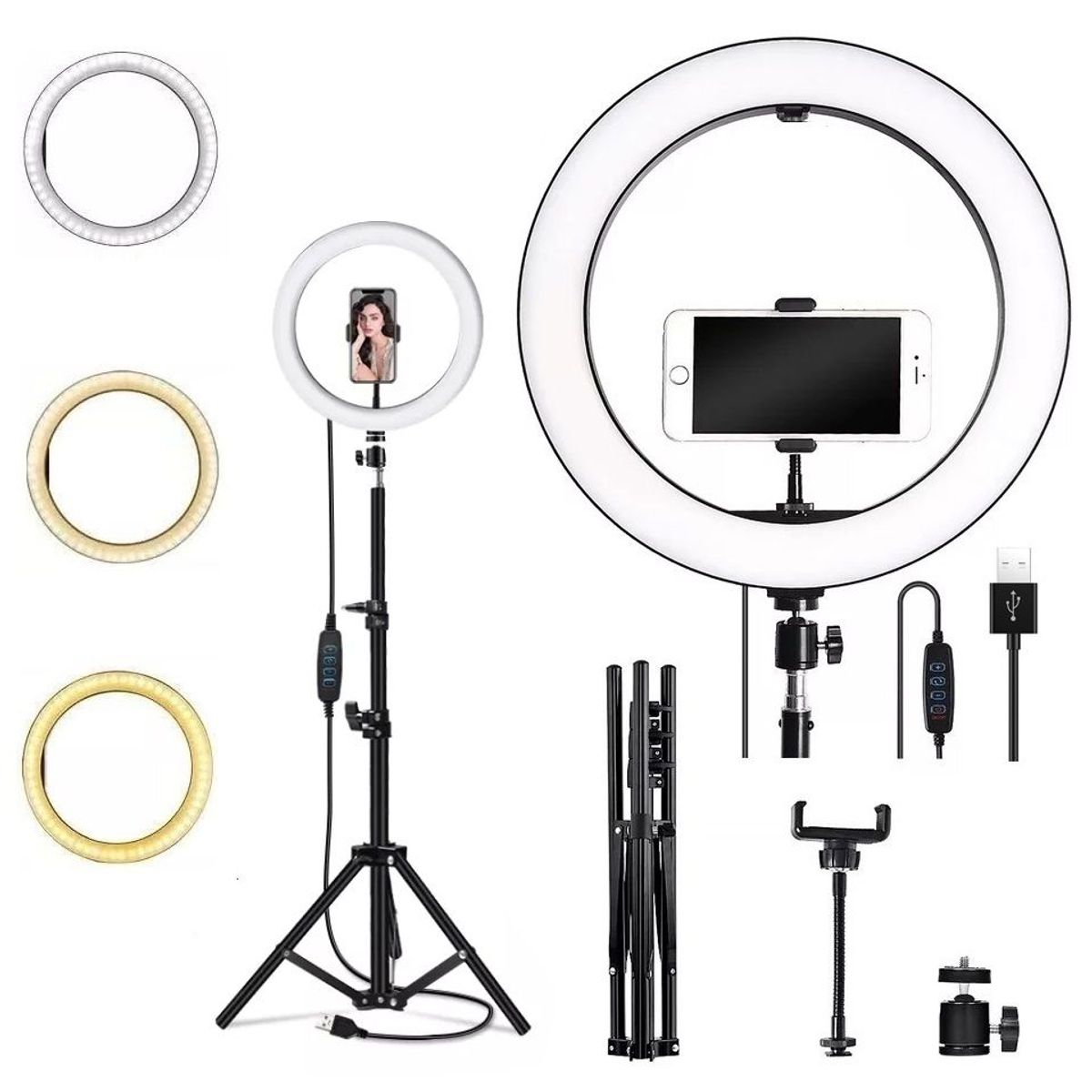 GENERICO - Aro De Luz Led 30cm + Trípode 2 Metros + Disparador Bluetooth.