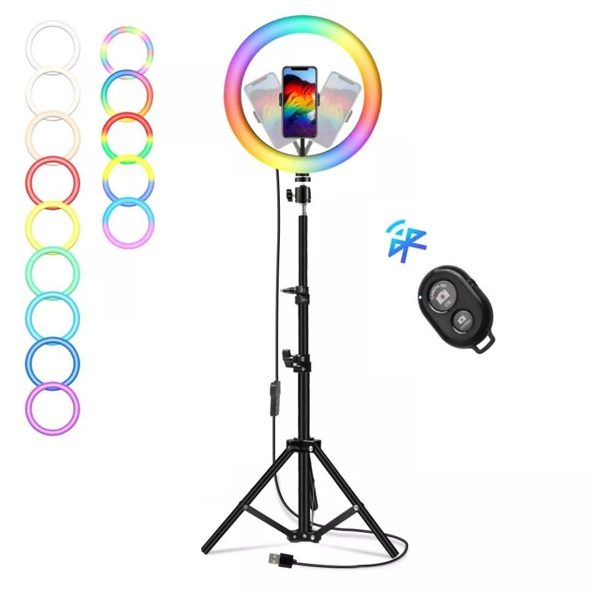GENERICO - Aro De Luz Rgb 30cm Trípode 210cm Disparador Bluetooth
