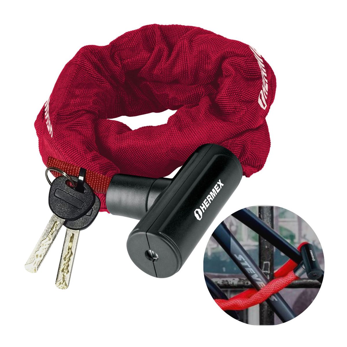 HERMEX - Candado cadena bicicleta moto cadena forrada hermex cb-90