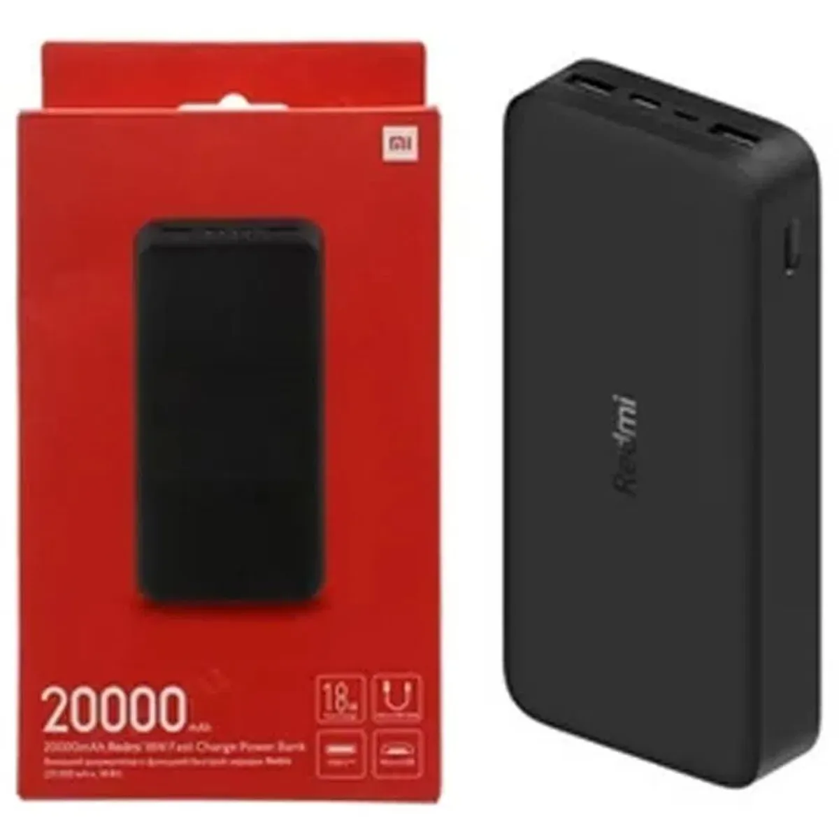 XIAOMI - Power Bank 20.000 Redmi Xiaomi 18w Usb-c Cargador Portátil Negro