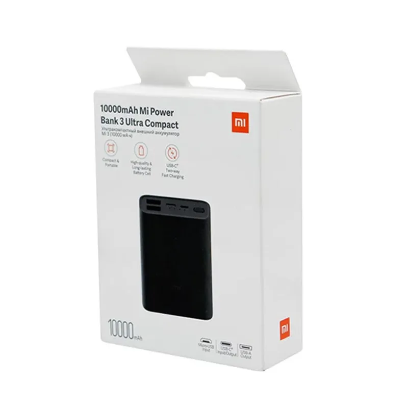 XIAOMI - Xiaomi 10000mah Mi Power Bank 3 Ultra Compact Cargador Portatil Negro
