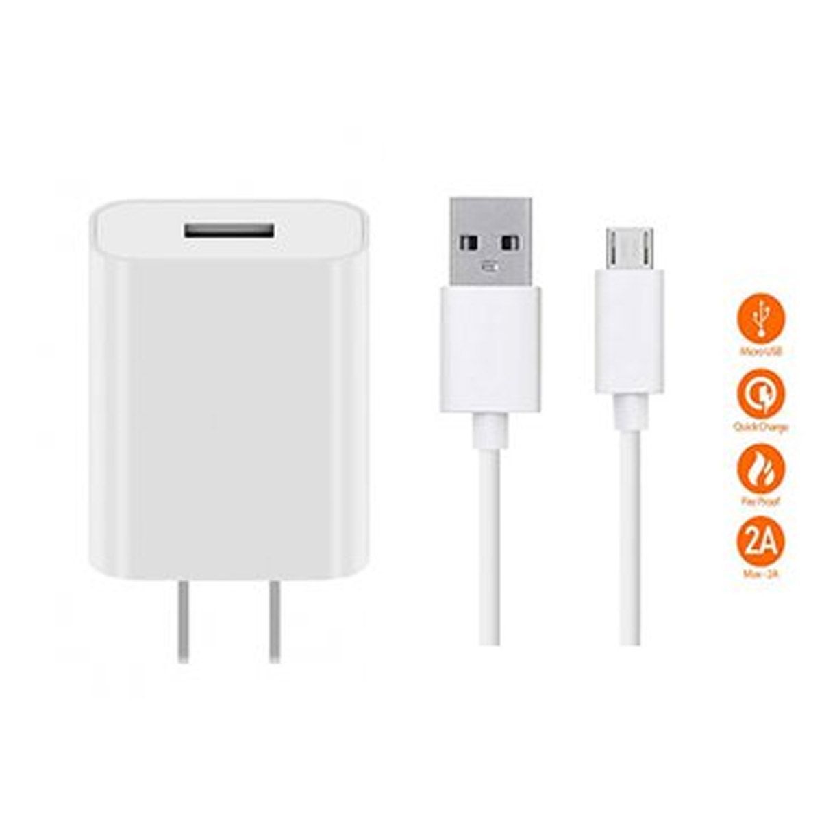 XIAOMI - Cargador Xiaomi 18W Qualcomm Quick Charger 2.0 Micro USB V8 Blanco